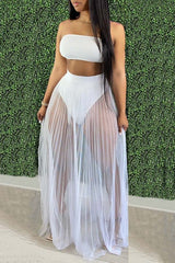 Bodysuit Tops Sheer Tulle Skirt Sets