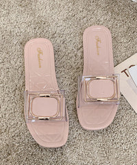 Stylish Versatile Black Clear Peep Toe Slide Sandals