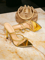 Pointed-Toe High-Heeled Sandals