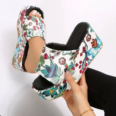Printed Platform Thick Sole Sandals