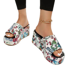 Printed Platform Thick Sole Sandals
