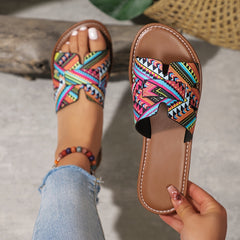 Casual Print Flat Slide Sandals
