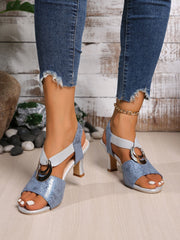 Metal Buckle Decorated High-Heeled Sandals