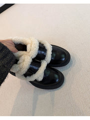 Thick-Fur Lined Small Leather Shoes