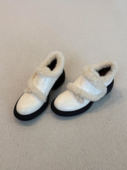 Thick-Fur Lined Small Leather Shoes