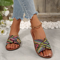 Casual Print Flat Slide Sandals