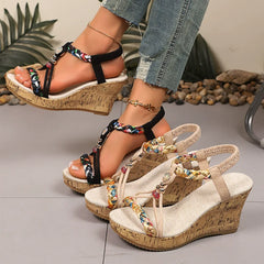Snake Cross Strap Platform Heels Sandals