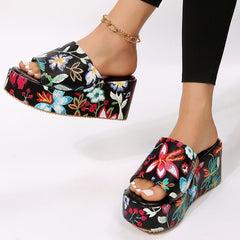 Printed Platform Thick Sole Sandals