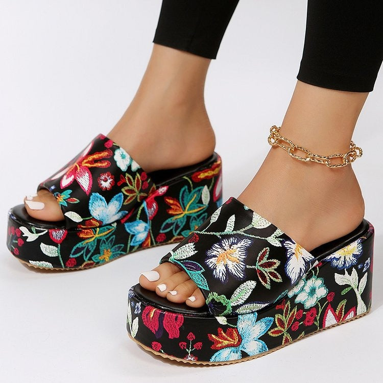 Printed Platform Thick Sole Sandals