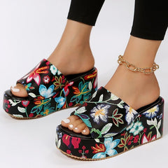 Printed Platform Thick Sole Sandals