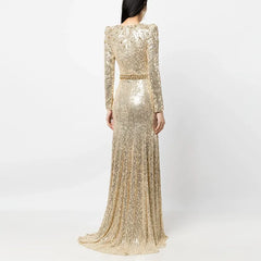 Round Neck Maxi Diamente Embellished Bodycon Dress