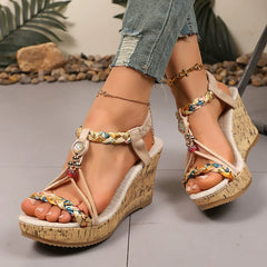 Snake Cross Strap Platform Heels Sandals