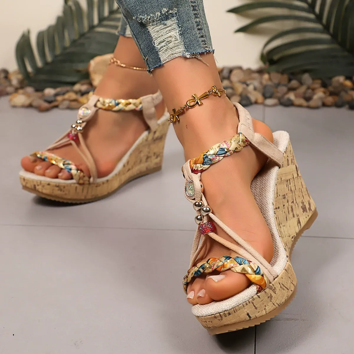 Snake Cross Strap Platform Heels Sandals