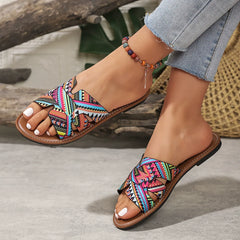 Casual Print Flat Slide Sandals