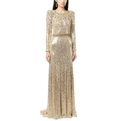 Round Neck Maxi Diamente Embellished Bodycon Dress