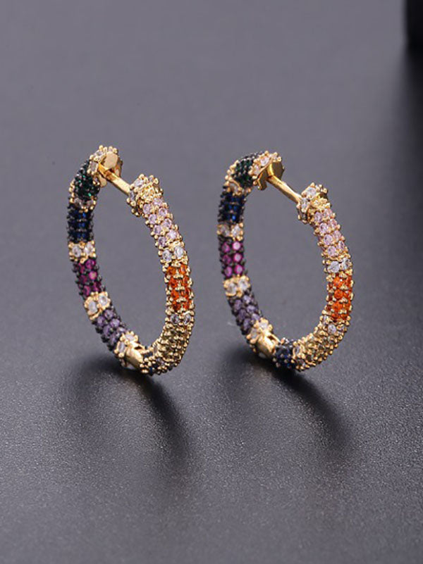 Rainbow Zircon Hoop Earrings