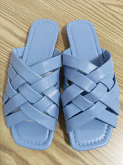 Squre Toe Solid Color Slippers