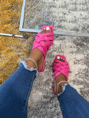 Squre Toe Solid Color Slippers