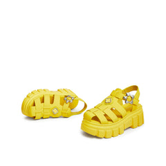 Cool Buckle Cutout Wedge Sandals