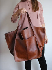 Large Capacity Leather Tote