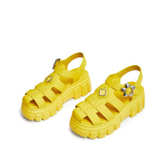 Cool Buckle Cutout Wedge Sandals