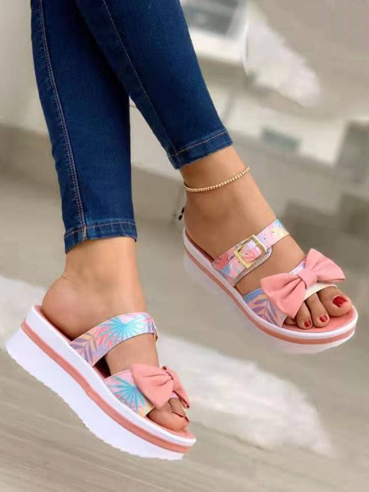 Bowknot Decor Buckled Sandals