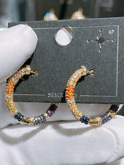 Rainbow Zircon Hoop Earrings