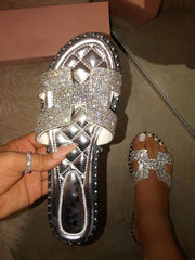 Rhinestone Flat Slippers