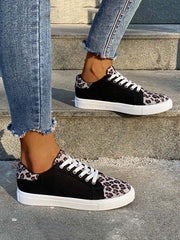 Casual Leopard Print Lace-Up Sneakers