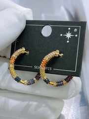 Rainbow Zircon Hoop Earrings