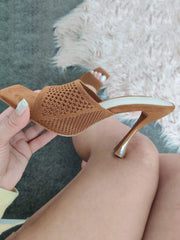 Pointelle Knit Square Toe Sandals