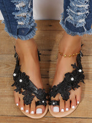 Lace Floral Flat Sandals