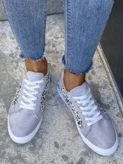 Casual Leopard Print Lace-Up Sneakers