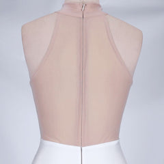 High Neck Sleeveless Rhinestone Over Knee Bandage Dress