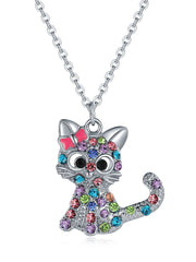 Crystal Rainbow Cat Jewelry Set