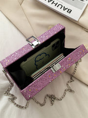 Glitter Decor Chain Box Bag