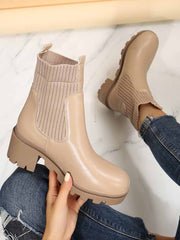 Knit Platform Ankle Boots
