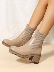 Knit Platform Ankle Boots