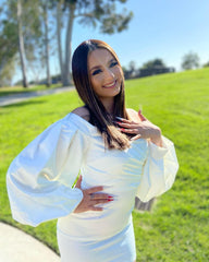 Off Shoulder Long Sleeve Wrinkled Mini Bodycon Dress