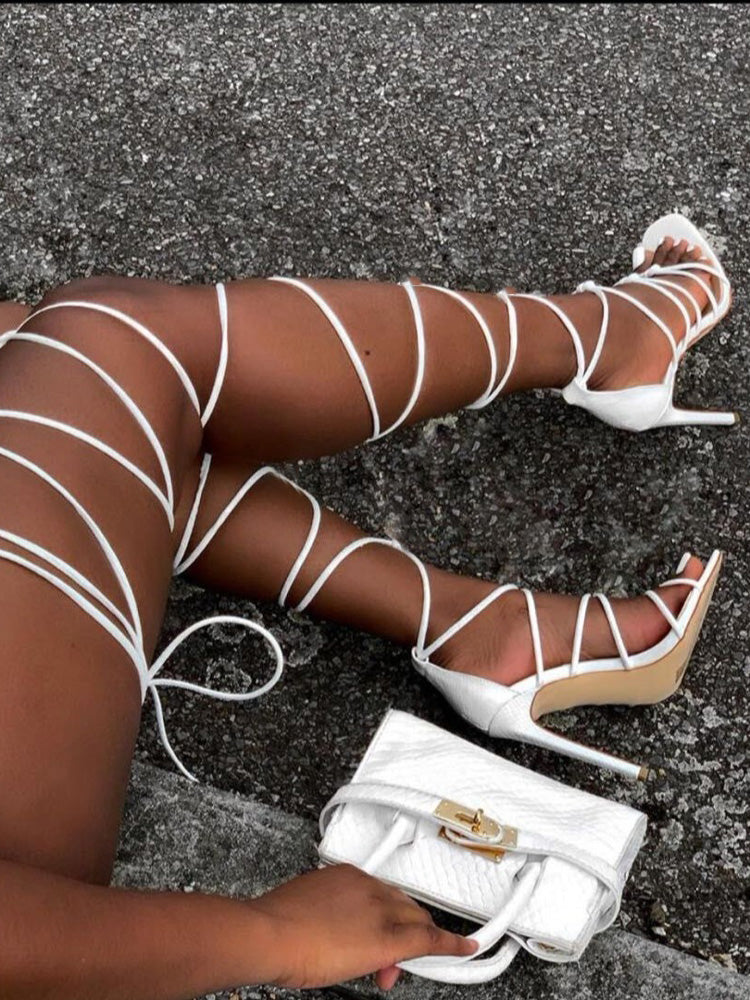Lace-up Over Knee Knot Stiletto Heels