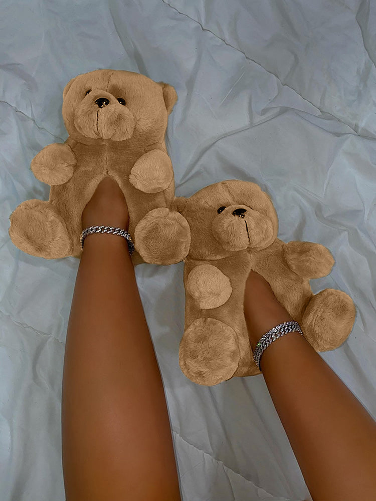 Fluffy Teddy Bear Slippers