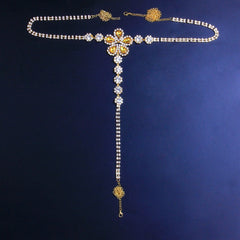 Sexy Yellow Flower-Shaped Rhinestone Panties Body Chain XG2189(Suitable for all sizes)