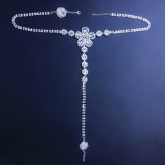 Sexy Yellow Flower-Shaped Rhinestone Panties Body Chain XG2189(Suitable for all sizes)