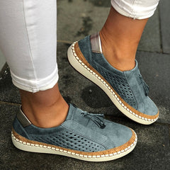 Fringe Tassels Slide Hollow-Out Round Toe Casual Women Sneakers