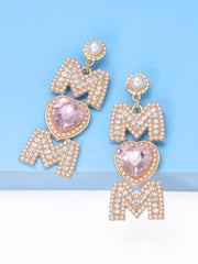 MOM Pearls Rhinestone Earrings