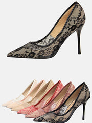 Pointed Toe Lace Heels