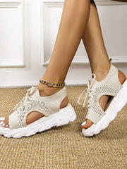Open Toe Knitted Platform Sandals