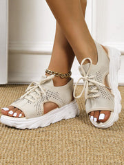 Open Toe Knitted Platform Sandals