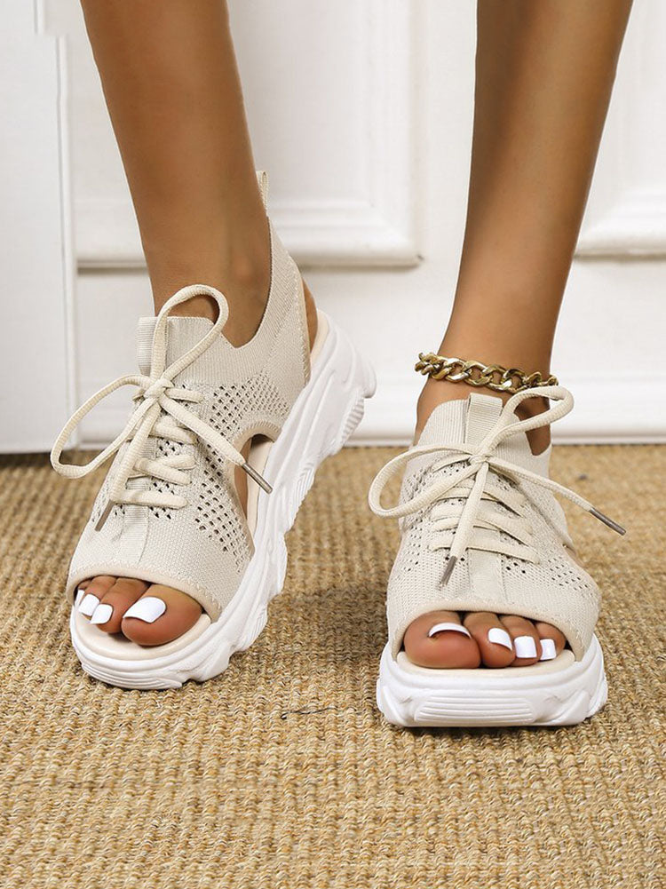 Open Toe Knitted Platform Sandals