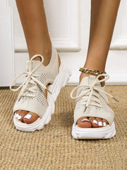 Open Toe Knitted Platform Sandals